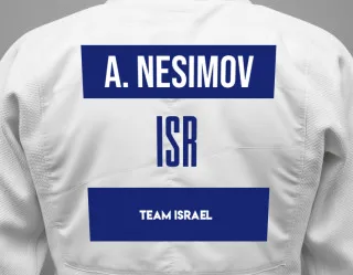 Judo GI with a backnumber showing the name Adi Nesimov from Team Israel