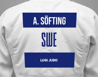 Judo GI with a backnumber showing the name Agnes Söfting from Lugi Judo