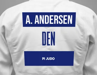 Judo GI with a backnumber showing the name Albert Lindum Andersen from PI Judo