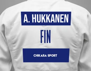 Judo GI with a backnumber showing the name Aleksi Hukkanen from Chikara Sport