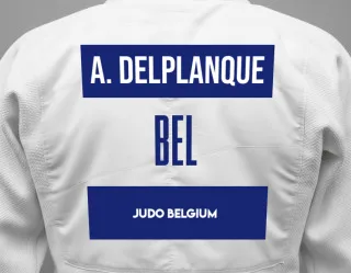 Judo GI with a backnumber showing the name Alessio Delplanque from Judo Belgium