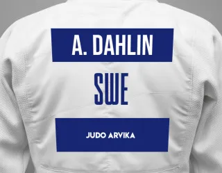 Judo GI with a backnumber showing the name Alexander Dahlin from Judo Arvika