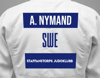 Judo GI with a backnumber showing the name Alexander Nymand from Staffanstorps Judoklubb