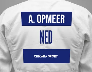 Judo GI with a backnumber showing the name Alexander Opmeer from Chikara Sport