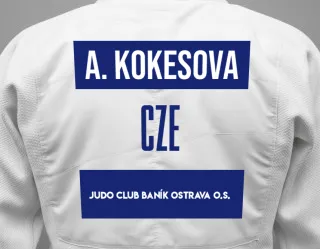 Judo GI with a backnumber showing the name Alexandra Kokesova from Judo Club Baník Ostrava o.s.