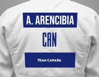Judo GI with a backnumber showing the name Alexandre Arencibia from Team Canada