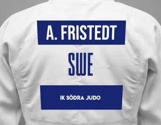 Judo GI with a backnumber showing the name Alfred Fristedt from IK Södra Judo