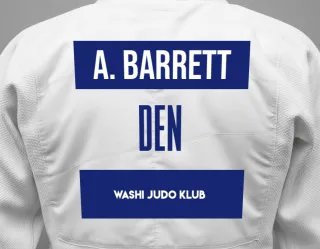 Judo GI with a backnumber showing the name Alfred Thomsen Barrett from Washi Judo Klub