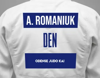 Judo GI with a backnumber showing the name Alicja Romaniuk from Odense Judo Kai
