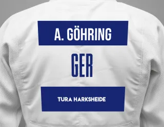 Judo GI with a backnumber showing the name Alyssa Göhring from TURA Harksheide