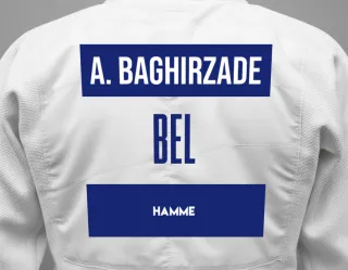 Judo GI with a backnumber showing the name Anar Baghirzade from Hamme