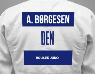 Judo GI with a backnumber showing the name Anders Børgesen from Holbæk Judo