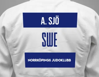 Judo GI with a backnumber showing the name Anne Sjö from Norrköpings Judoklubb