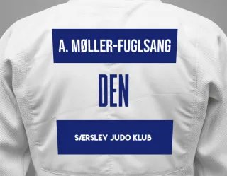 Judo GI with a backnumber showing the name Anton Møller-Fuglsang from Særslev Judo Klub
