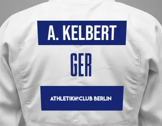 Judo GI with a backnumber showing the name Arthur Kelbert from Athletik−Club Berlin