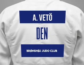 Judo GI with a backnumber showing the name Arthur Vetö from Brønshøj Judo Club
