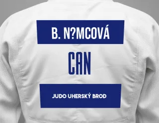 Judo GI with a backnumber showing the name Barbora N?mcová from Judo Uherský Brod