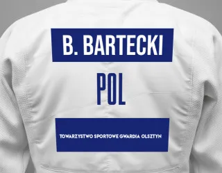 Judo GI with a backnumber showing the name Bart?omiej Bartecki from Towarzystwo Sportowe GWARDIA Olsztyn