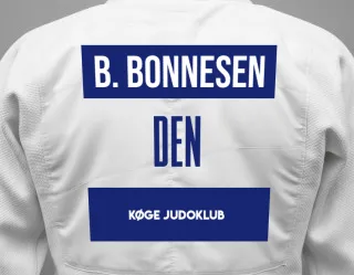 Judo GI with a backnumber showing the name Beatrice Bonnesen from Køge Judoklub