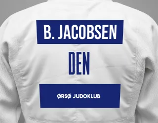 Judo GI with a backnumber showing the name Benjamin Møller Jacobsen from Ørsø Judoklub