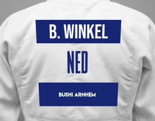 Judo GI with a backnumber showing the name Binck te Winkel from Bushi Arnhem