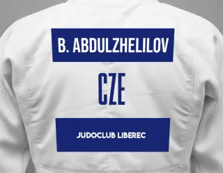 Judo GI with a backnumber showing the name Bohdan Abdulzhelilov from JudoClub Liberec