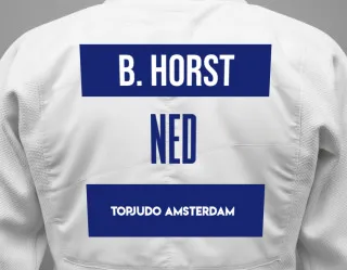 Judo GI with a backnumber showing the name Boris Van Der Horst from TopJudo Amsterdam