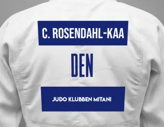 Judo GI with a backnumber showing the name Christian Rosendahl-Kaa from Judo Klubben Mitani
