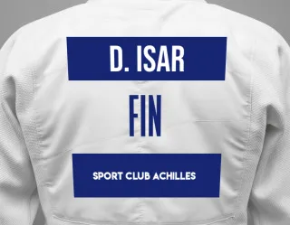 Judo GI with a backnumber showing the name Daniel Isar from Sport club Achilles