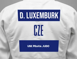Judo GI with a backnumber showing the name Daniel Luxemburk from USK Praha Judo