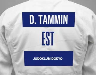 Judo GI with a backnumber showing the name Daniel Tobias Tammin from Judoklubi Dokyo