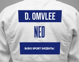 Judo GI with a backnumber showing the name Deng Omvlee from Budo Sport Shizentai