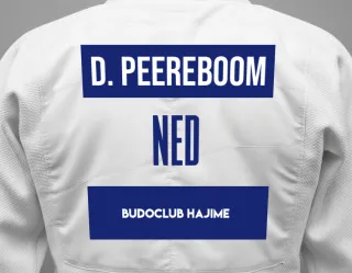 Judo GI with a backnumber showing the name Dennis Peereboom from Budoclub Hajime