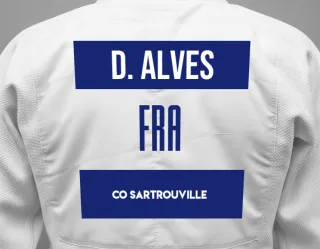 Judo GI with a backnumber showing the name Diego Alves from Co sartrouville