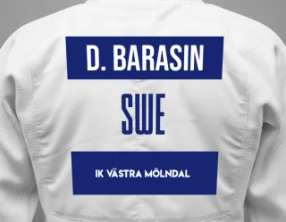 Judo GI with a backnumber showing the name Dorian Villa Barasin from IK Västra Mölndal