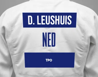 Judo GI with a backnumber showing the name Douwe Leushuis from TPO