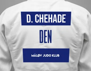 Judo GI with a backnumber showing the name Dunia Chehade from Måløv Judo Klub