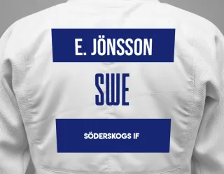 Judo GI with a backnumber showing the name Edith Ahlin Jönsson from Söderskogs IF