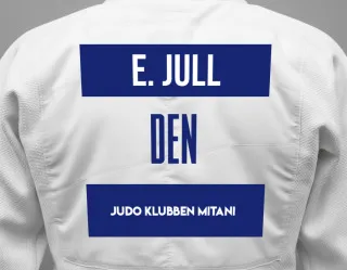 Judo GI with a backnumber showing the name Einar Medom Jull from Judo Klubben Mitani