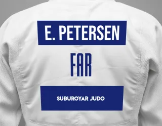 Judo GI with a backnumber showing the name Ejling Petersen from Suðuroyar Judo