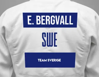 Judo GI with a backnumber showing the name Elina Bergvall from Team Sverige