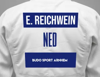 Judo GI with a backnumber showing the name Eline Reichwein from Budo Sport Arnhem