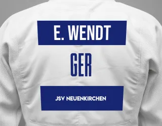 Judo GI with a backnumber showing the name Elisa-Marleern Wendt from JSV Neuenkirchen
