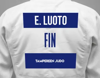 Judo GI with a backnumber showing the name Ella Luoto from Tampereen Judo