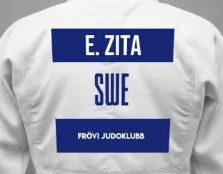 Judo GI with a backnumber showing the name Ellen Zita from Frövi Judoklubb