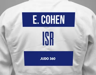 Judo GI with a backnumber showing the name Elon Cohen from Judo 360