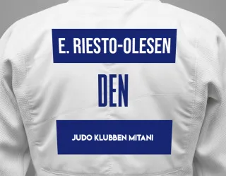 Judo GI with a backnumber showing the name Else Riesto-Olesen from Judo Klubben Mitani
