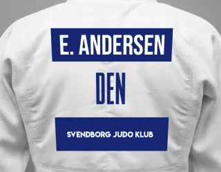 Judo GI with a backnumber showing the name Emil Andersen from Svendborg Judo Klub