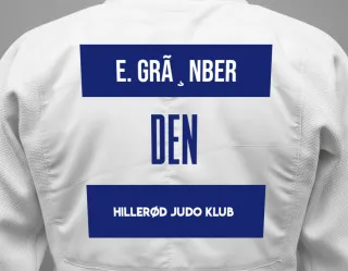 Judo GI with a backnumber showing the name Emil Grã¸nber from Hillerød Judo Klub