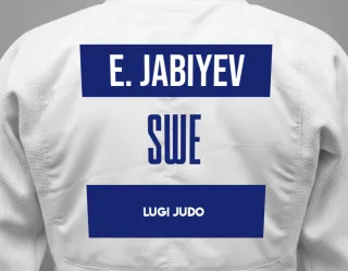 Judo GI with a backnumber showing the name Emil Jabiyev from Lugi Judo